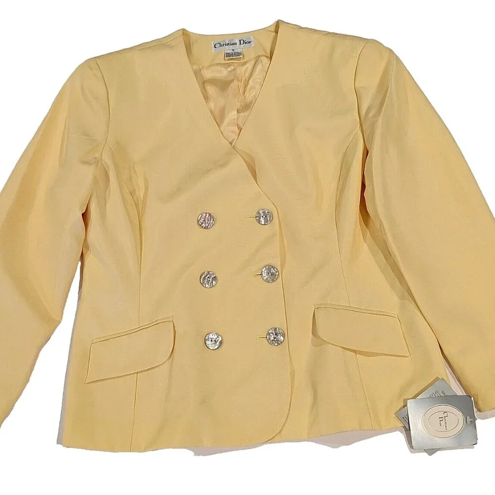 NEW CHRISTIAN DIOR Vintage Silk Blazer V- neck Jacket